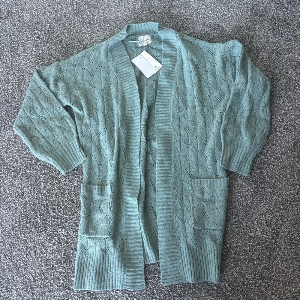 Pink Rose Teal Cardigan
